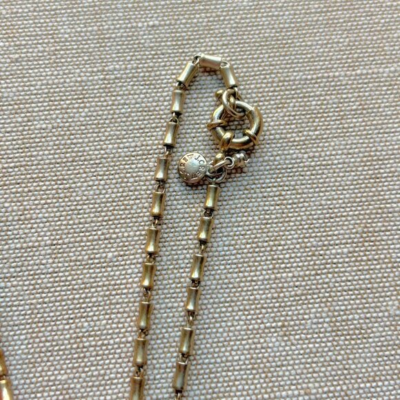 J Crew Gold-Tone Necklace w Tube Shaped Beads and Red Faceted Beads - Picture 5 of 6